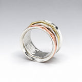 Tara Spinning Silver Ring with Copper, Brass and Silver Bands