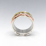 Tara Spinning Silver Ring with Copper, Brass and Silver Bands