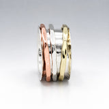 Tara Spinning Silver Ring with Copper, Brass and Silver Bands