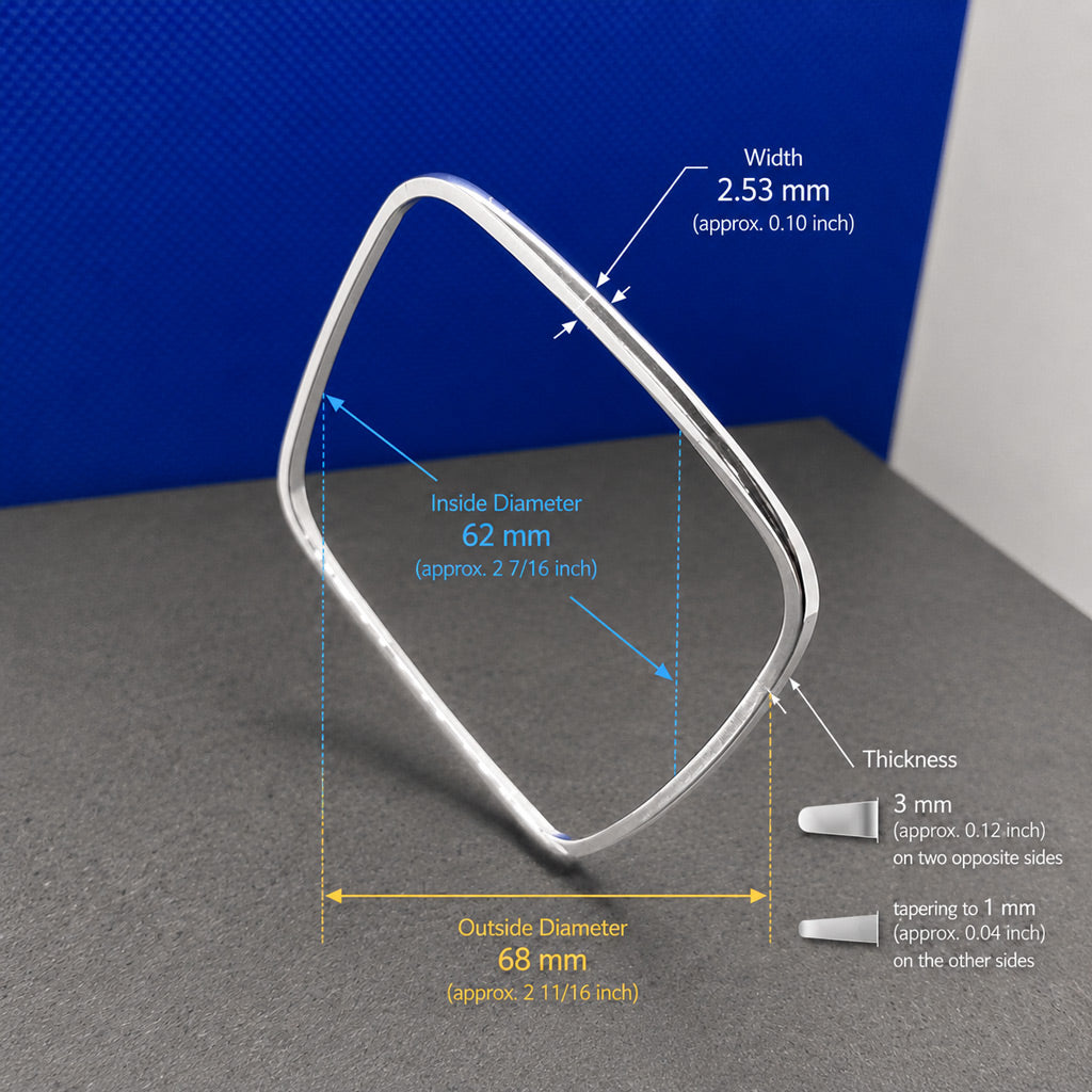 Tara Square Shifting Edged Silver Bangle Bracelet