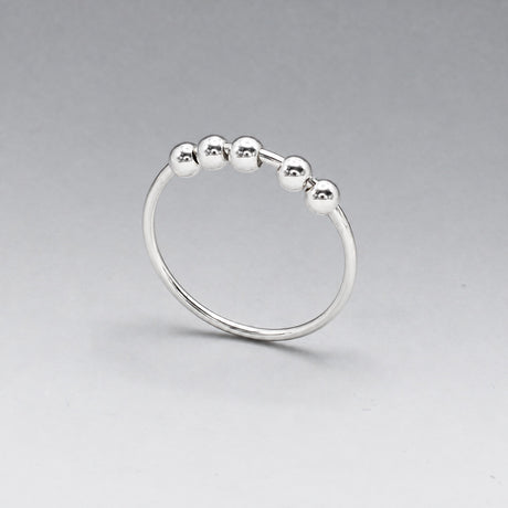 Tara Thin Band with Beads Silver Stacking Ring