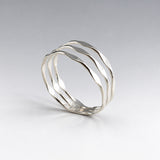 Tara Triple Band Diamond Pattern Silver Stacking Ring
