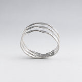 Tara Triple Band Diamond Pattern Silver Stacking Ring