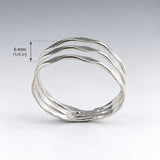 Tara Triple Band Diamond Pattern Silver Stacking Ring
