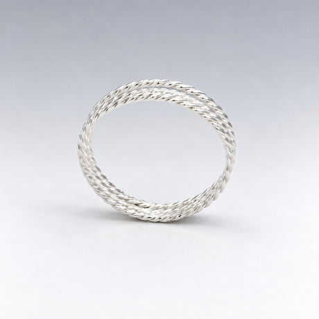 Tara Triple Band Weave Silver Stacking Ring