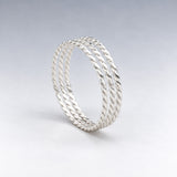 Tara Triple Band Weave Silver Stacking Ring