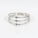 Tara Triple Band with Half Beads Silver Stacking Ring