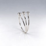 Tara Triple Band with Half Beads Silver Stacking Ring
