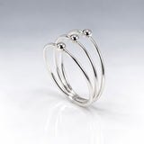 Tara Triple Band with Half Beads Silver Stacking Ring