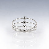 Tara Triple Band with Half Beads Silver Stacking Ring
