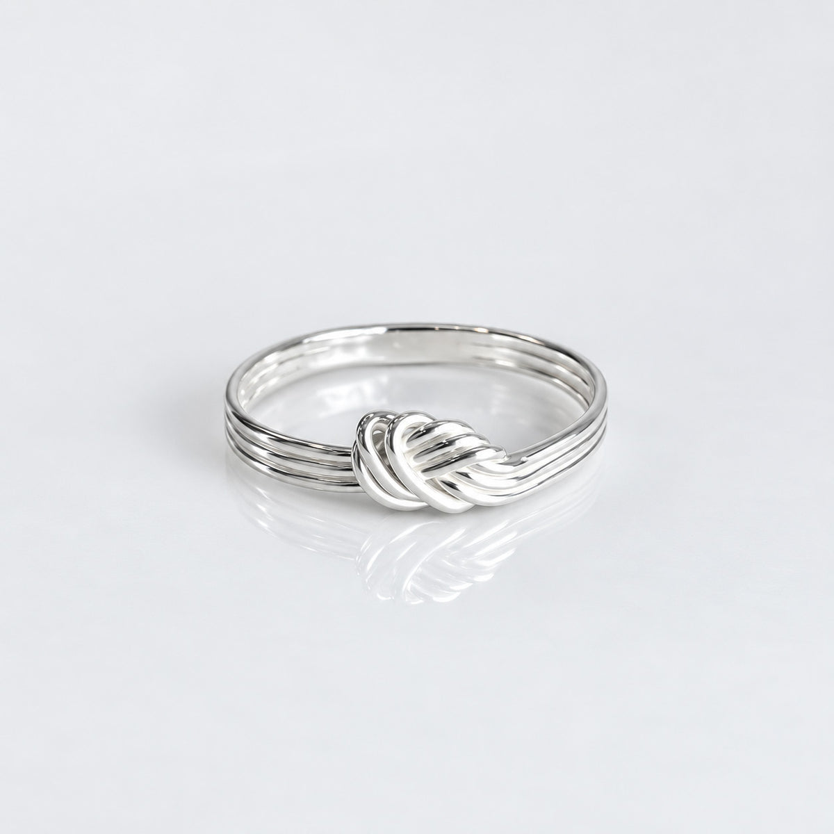 Tara Triple Band with Knot Silver Stacking Ring
