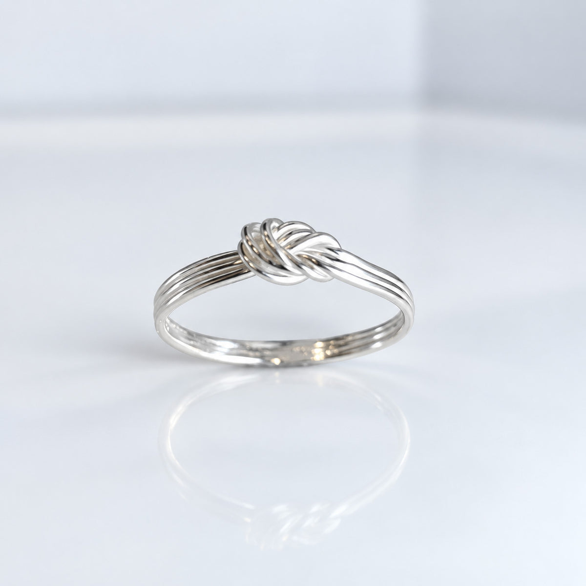 Tara Triple Band with Knot Silver Stacking Ring