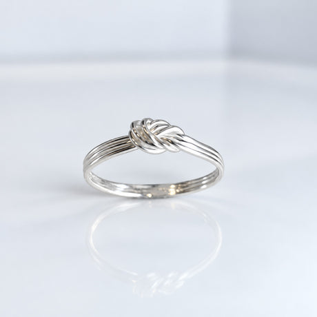 Tara Triple Band with Knot Silver Stacking Ring