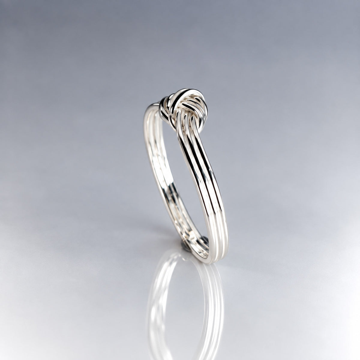 Tara Triple Band with Knot Silver Stacking Ring