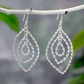 Tara Triple Layered Twisted Leaf Silver Dangle Earrings,Ê Shop affordable, high-quality jewellery in Kinsale, West Cork, Ireland designed by