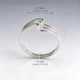 Tara Triple Soft Ocean Wave Silver Stacking Ring