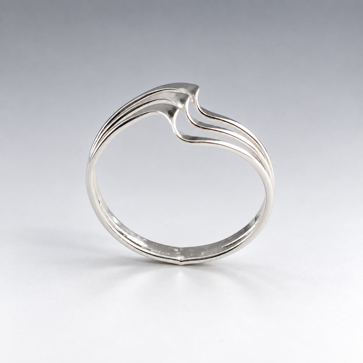 Tara Triple Soft Ocean Wave Silver Stacking Ring