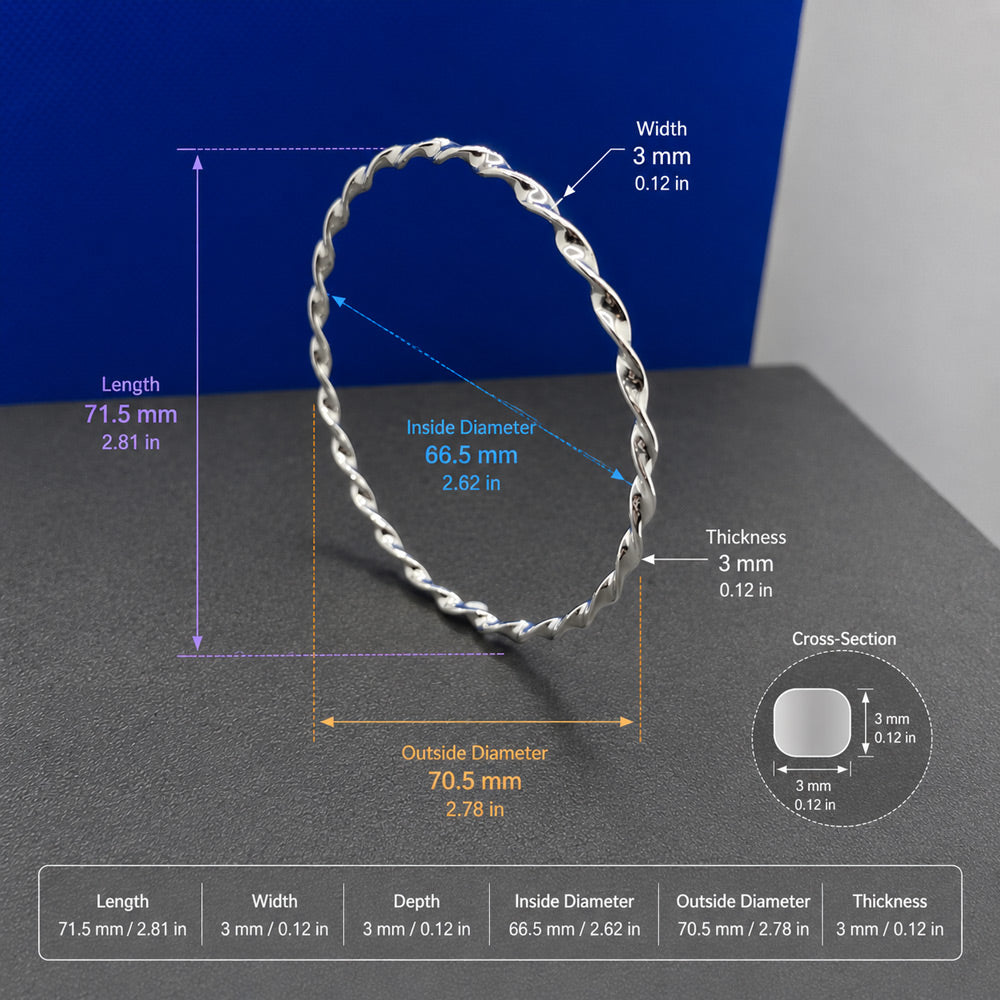 Tara Twisted Silver Bangle Bracelet