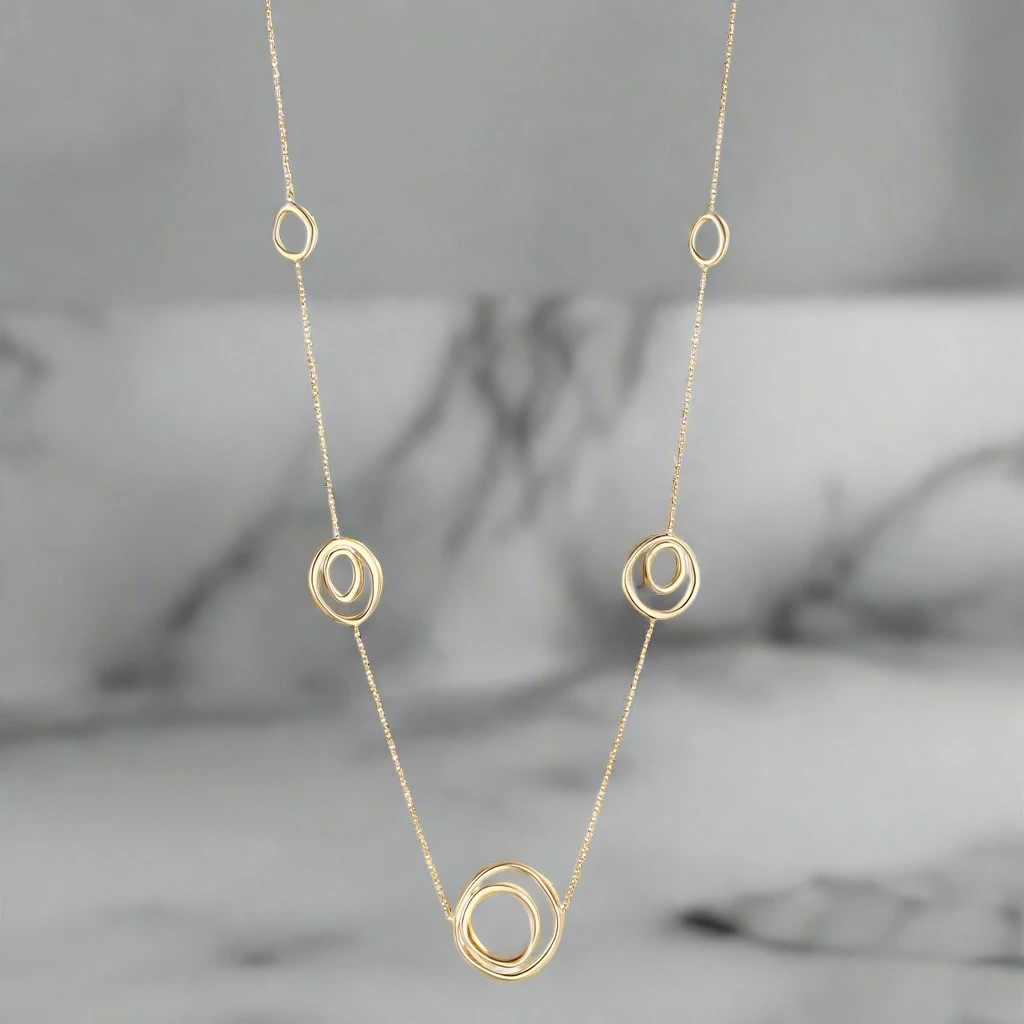 9K Gold Five Spiral Link Necklace