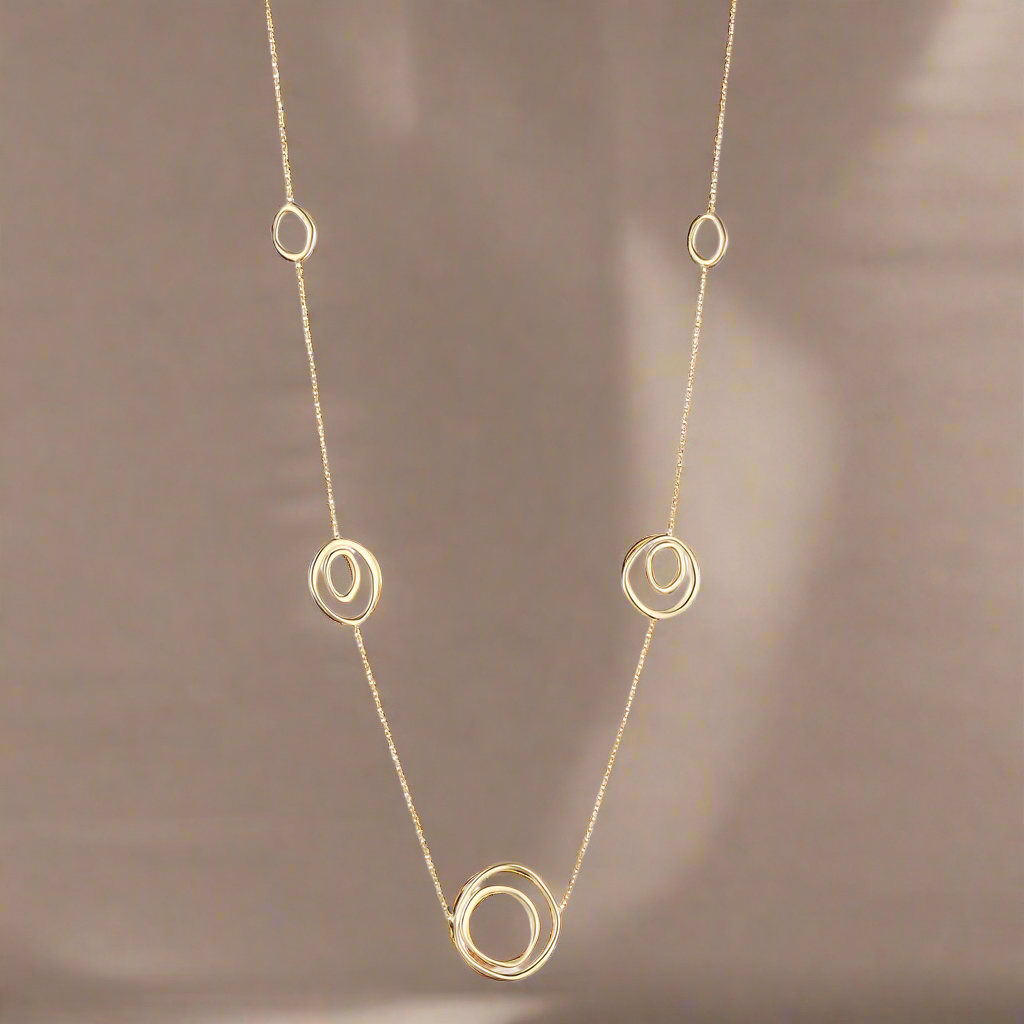 9K Gold Five Spiral Link Necklace