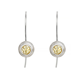 Woven Silver Earrings with 18ct Yellow Gold Vermeil Dangle,Ê Shop affordable, high-quality jewellery in Kinsale, West Cork, Ireland designed by