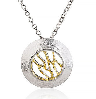 Woven Pendant - 18ct Yellow Gold Vermeil and Silver Medium Pendant - Garrett Mallon Jewellery