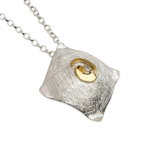 Celtic Swirl - Large Square Silver Pendant - Garret Mallon Jewellery