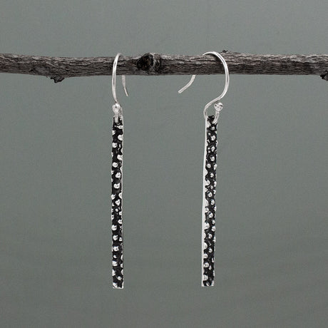 Firmament - Slab Oxidised Silver Earrings - Dangle