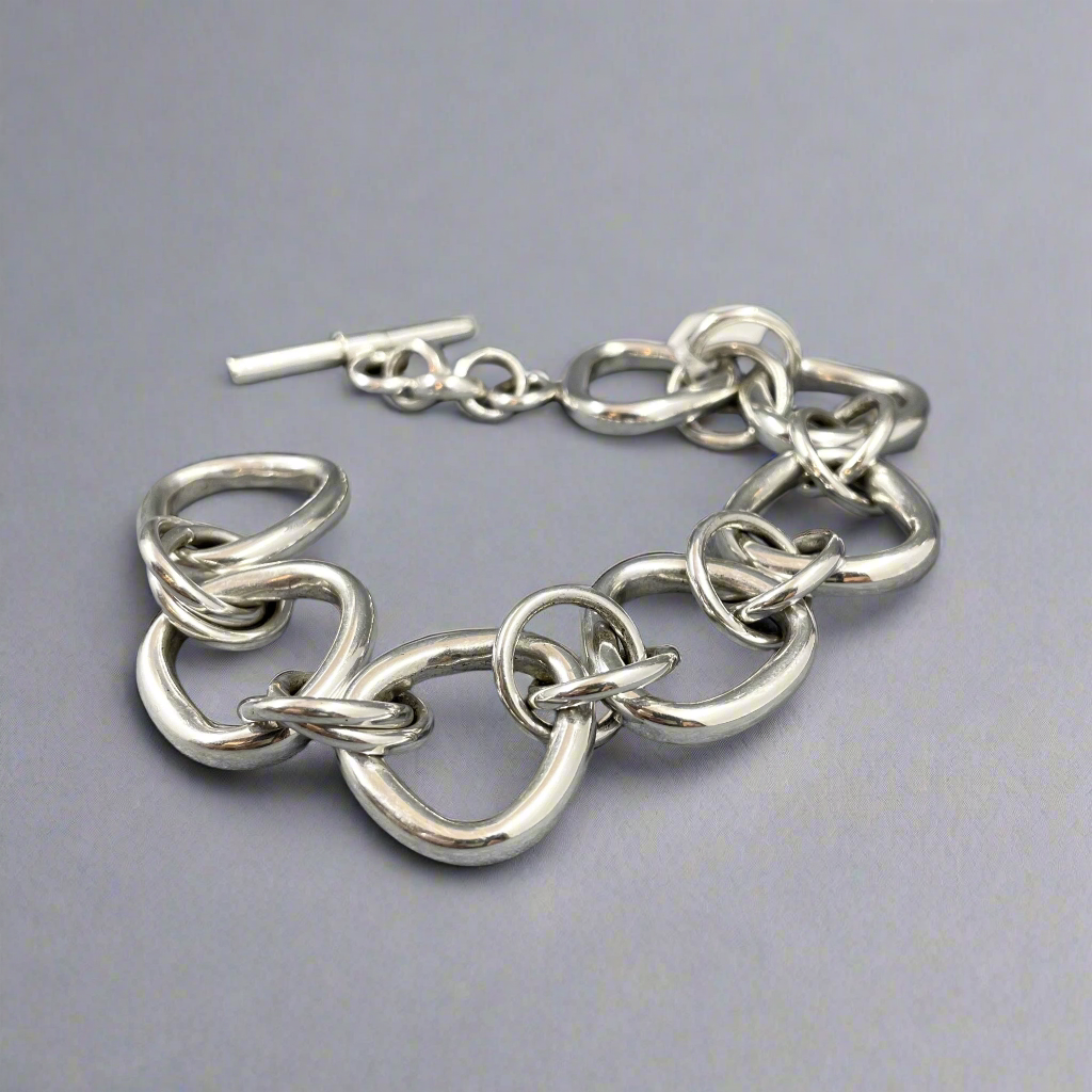 Saha - Tube Link Silver Bracelet