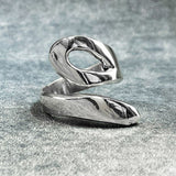 Uisce - Open Wave Smooth Adjustable Silver Ring