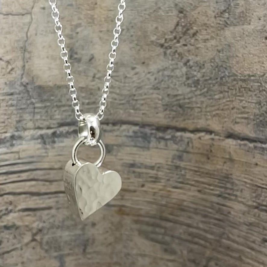 Croí Hammered three-dimensional Heart Silver Pendant