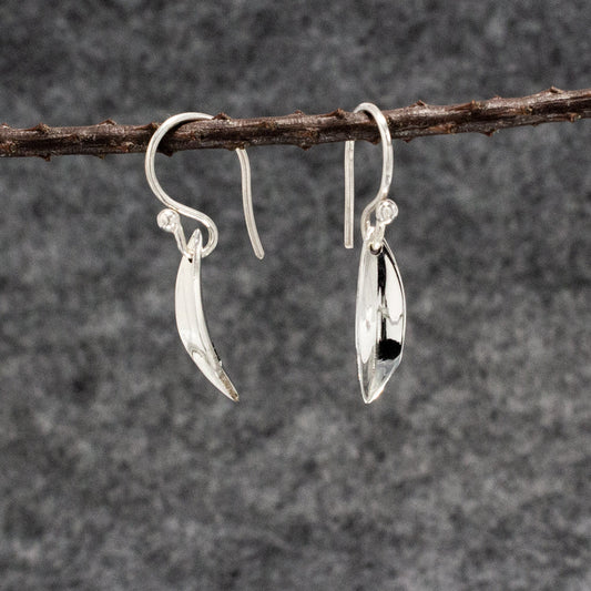 Selene - Small Pod Silver Earrings - Dangle Curated and designed by Emilio Sotelo Jewelry for Croi Kinsale Jewellery in Kinsale West Cork Ireland Europe. Find exceptional handmade silver and gold jewellery at affordable prices for birthday gifts and Christmas presents. Handcrafted Silver jewelry. Find the best affordable jewellery