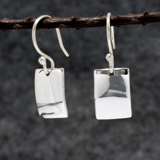 Artemis - Small Rectangle Silver Earrings - Dangle Curated and designed by Emilio Sotelo Jewelry for Croi Kinsale Jewellery in Kinsale West Cork Ireland Europe. Find exceptional handmade silver and gold jewellery at affordable prices for birthday gifts and Christmas presents. Handcrafted Silver jewelry. Find the best affordable jewellery