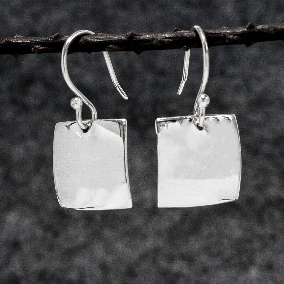 Artemis - Square Silver Earrings - Dangle Curated and designed by Emilio Sotelo Jewelry for Croi Kinsale Jewellery in Kinsale West Cork Ireland Europe. Find exceptional handmade silver and gold jewellery at affordable prices for birthday gifts and Christmas presents. Handcrafted Silver jewelry. Find the best affordable jewellery