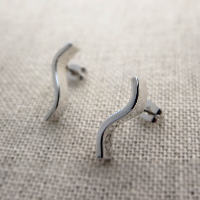 AYA - S Bar Silver Earrings - Stud Curated and designed by Emilio Sotelo Jewelry for Croi Kinsale Jewellery in Kinsale West Cork Ireland Europe. Find exceptional handmade silver and gold jewellery at affordable prices for birthday gifts and Christmas presents. Handcrafted Silver jewelry. Find the best affordable jewellery