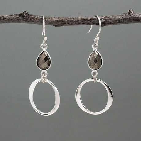 Artemis - Olive Pyrite Drop Silver Earrings - Dangle Curated and designed by Emilio Sotelo Jewelry for Croi Kinsale Jewellery in Kinsale West Cork Ireland Europe. Find exceptional handmade silver and gold jewellery at affordable prices for birthday gifts and Christmas presents. Handcrafted Silver jewelry. Find the best affordable jewellery