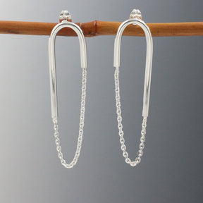 Saha RADA U Bar with Cable Chain Silver Stud Earrings,Ê Shop affordable, high-quality jewellery in Kinsale, West Cork, Ireland designed by