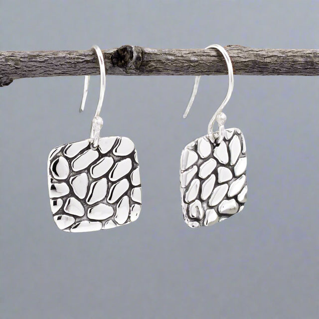 Camila - Square Oxidised Silver Earrings - Dangle Curated and designed by Emilio Sotelo Jewelry for Croi Kinsale Jewellery in Kinsale West Cork Ireland Europe. Find exceptional handmade silver and gold jewellery at affordable prices for birthday gifts and Christmas presents. Handcrafted Silver jewelry. Find the best affordable jewellery