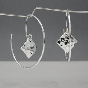 Artemis Small Rhombus Hammered Reverse Silver Hoop Earrings,Ê Shop affordable, high-quality jewellery in Kinsale, West Cork, Ireland designed by Croí Kinsale Jewellery