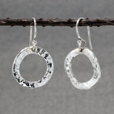 AYA Hoop Hammered Silver Dangle Earrings,Ê Shop affordable, high-quality jewellery in Kinsale, West Cork, Ireland designed by Croí Kinsale Jewellery