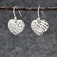 Croí Miller Heart Hammered Silver Dangle Earrings,Ê Shop affordable, high-quality jewellery in Kinsale, West Cork, Ireland designed by Emilio Sotelo Jewelry