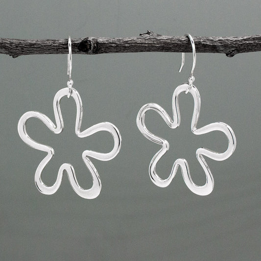 Moineir - Daisy Silhouette Silver Earrings - Dangle Curated and designed by Emilio Sotelo Jewelry for Croi Kinsale Jewellery in Kinsale West Cork Ireland Europe. Find exceptional handmade silver and gold jewellery at affordable prices for birthday gifts and Christmas presents. Handcrafted Silver jewelry. Find the best affordable jewellery