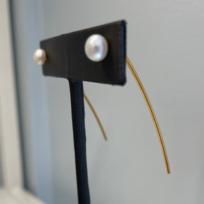 Alabina - Pin Fresh Water Pearl Silver Earrings Gold Filled