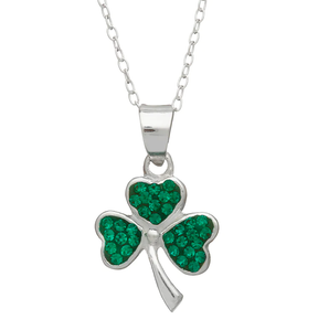 Celtic Shamrock With Green Cubic Zirconia Silver Pendant,Ê Shop affordable, high-quality jewellery in Kinsale, West Cork, Ireland designed by Emilio Sotelo Jewelry