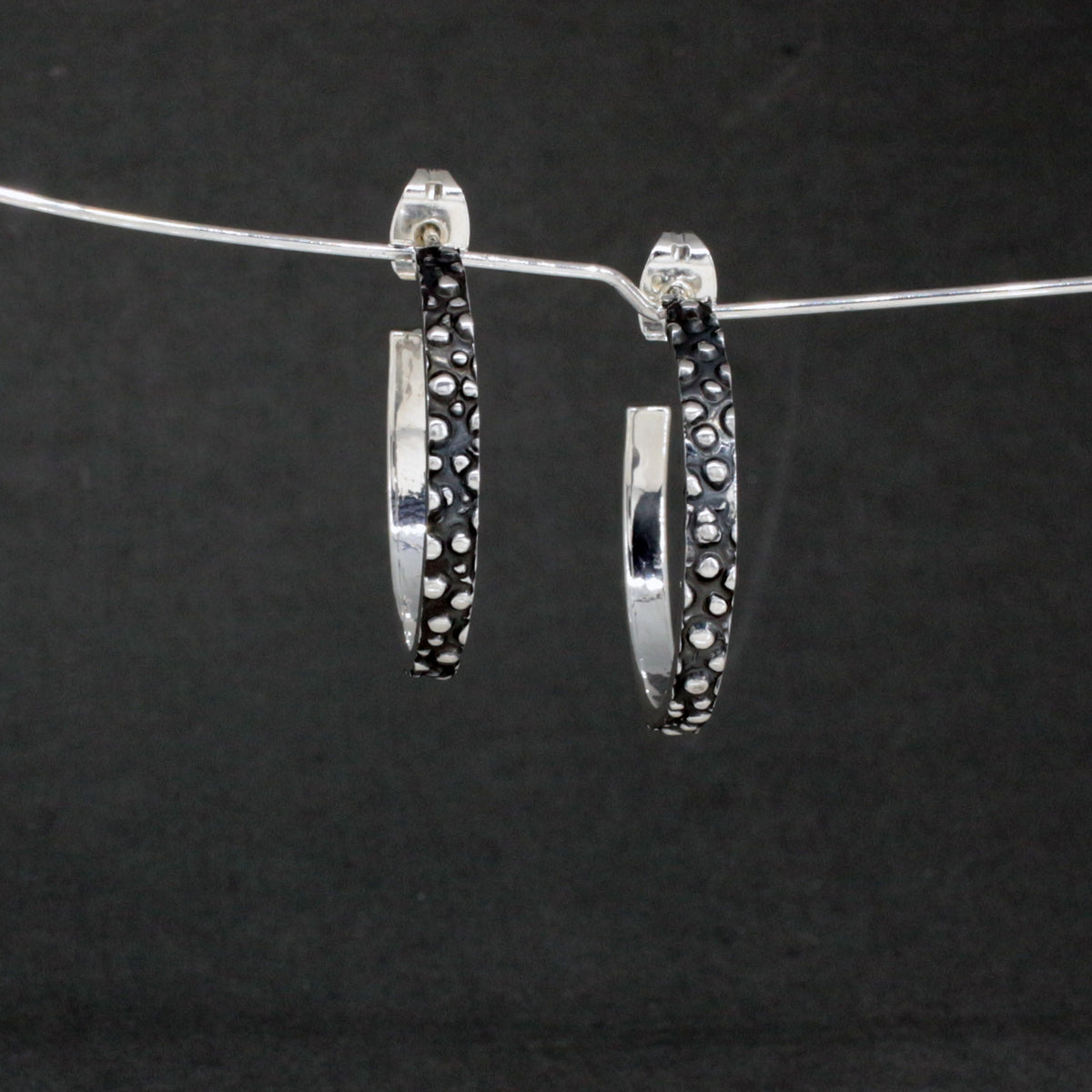 Firmament - Small Nabyla Hoop Oxidised Silver Earrings - Stud